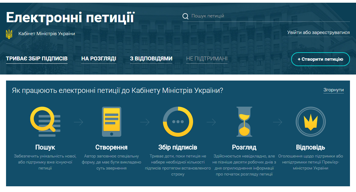 На сайте Кабмина появился раздел электронных петиций