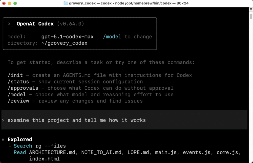 Версія команди OpenAI Codex, що працює в терміналі macOS.